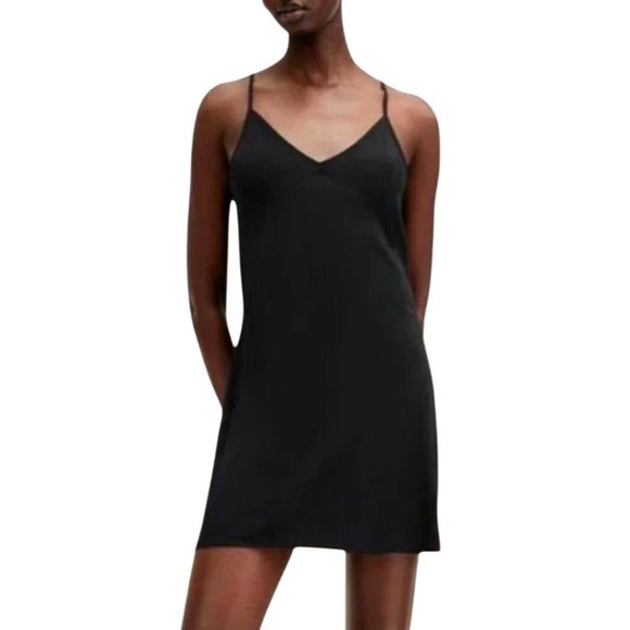 All Saints Dress Women 10 Black Organic Cotton Mini‎ Slip Gothic Whimsigoth - Picture 1 of 10